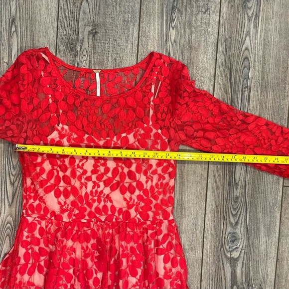 Free People Red Lace Fit & Flare Dress | Size 2 | Boho Party Dress - Picture 12 of 12